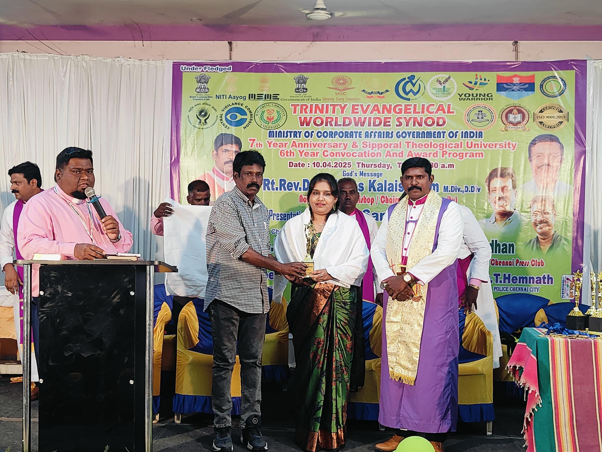 Best Health Coach Award 2025 by Trinity Evangelical Worldwide Synod